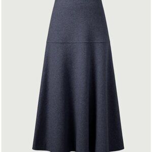 OGL Cashsoft Wool Like Flared Maxi Skirt Sz Large Womens Navy Blue